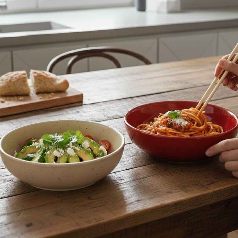BlackCarrot Red & White Snack Bowl Set | Animal Bone Ash Free Stoneware
