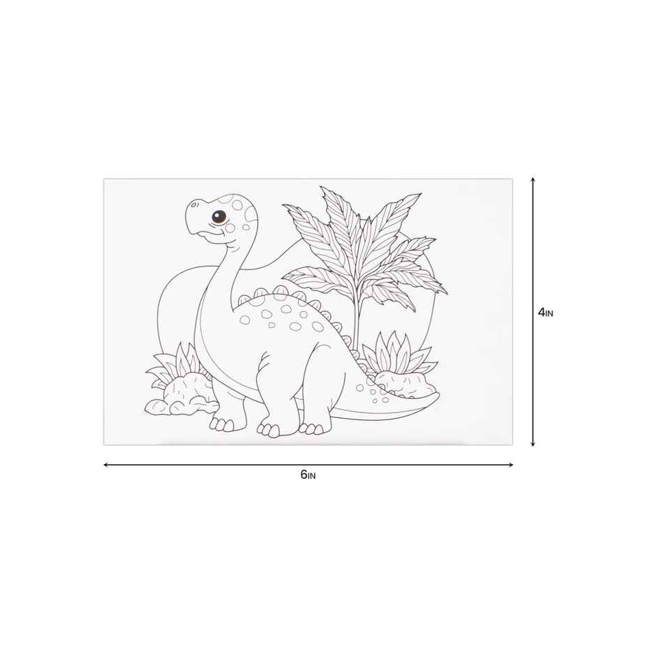Itsy Bitsy Paintable Pre-printed Panel With Easel & Colours Dinosaur 4x6 Inch Easel Size 11cm