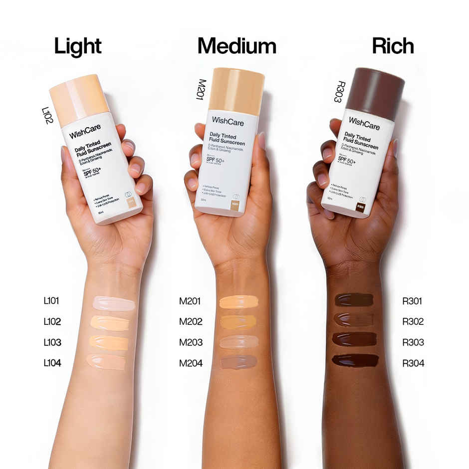 WishCare Daily Tinted Fluid Sunscreen SPF50PA++++ | M202 | All Skin Type | InVivo Tested
