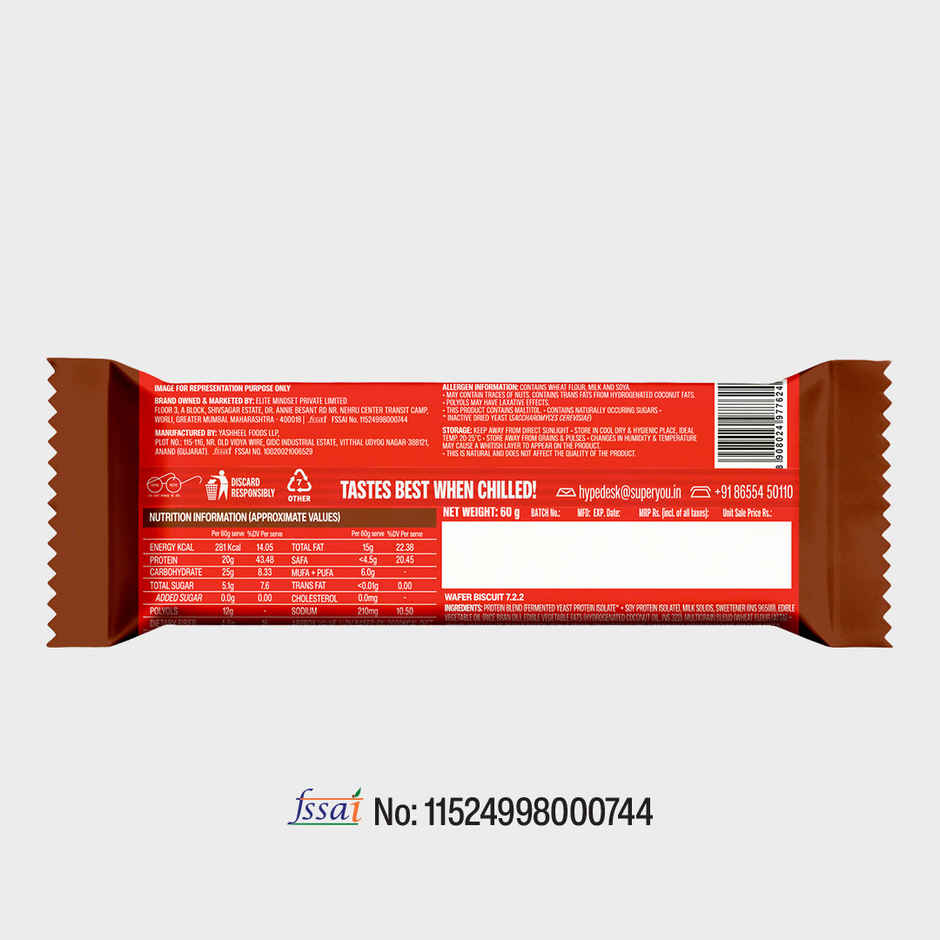 SuperYou 20g Protein Mega Wafer | Nutty Chocolate | Made With Atta & Jowar, No Added Sugar, No Palm Oil