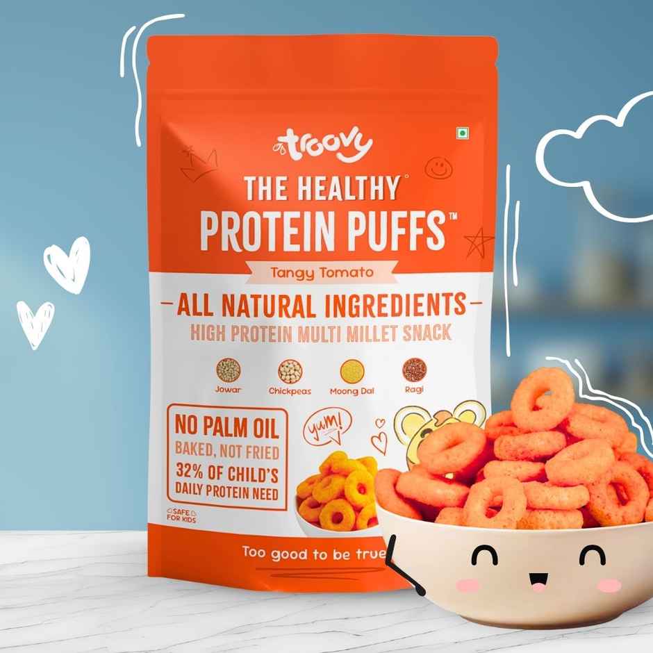 Troovy High Protein Tangy Tomato Puffs | No Palm Oil, No Chemicals