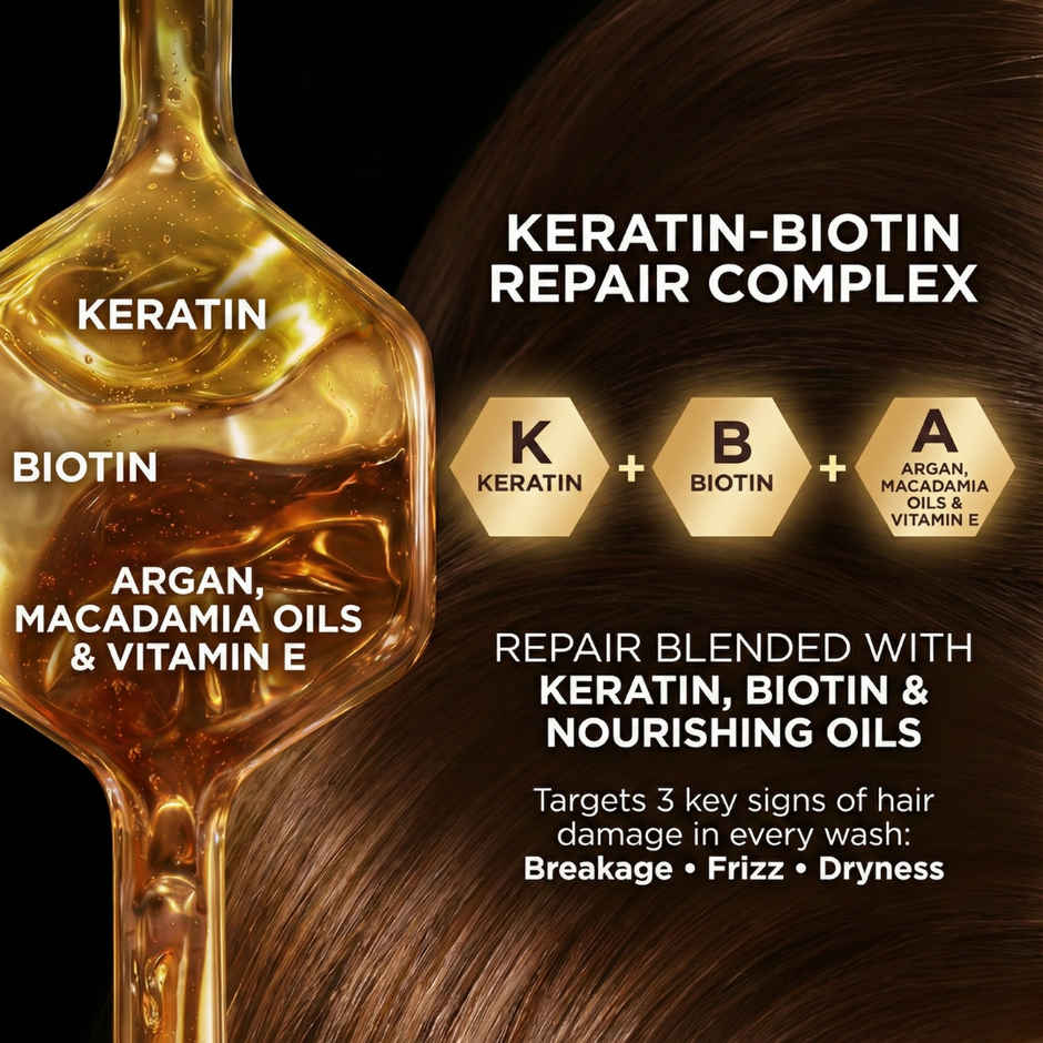 The Skin Story Keratin Biotin Shampoo For Damaged Treated Coloured Hair Frizz Control Sulphate Free