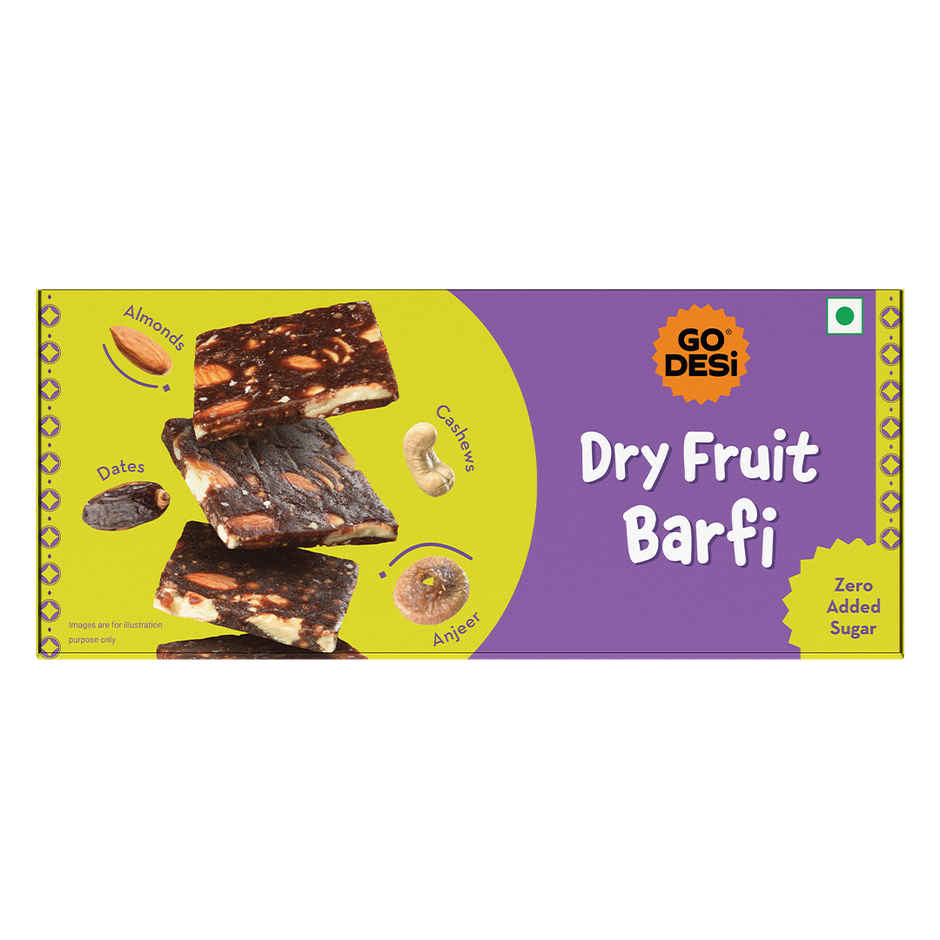 Dry Fruit Barfi, 6 Pcs | No Added Refined Sugar | Single Packs | Burfi | Sweets | By GO DESi