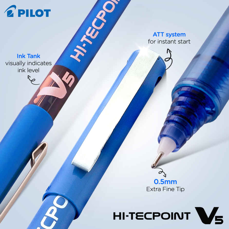 Pilot V5 Roller Pen (Blue) -2 Pieces