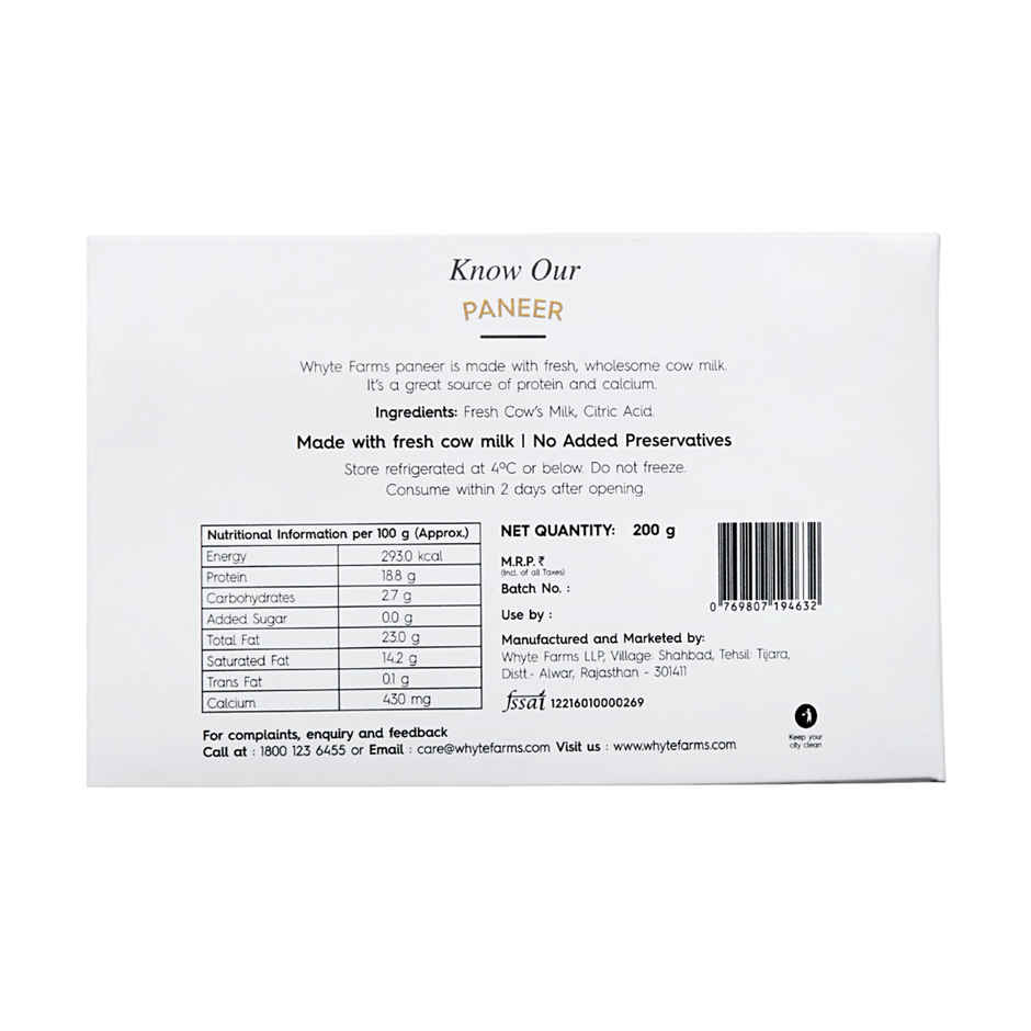 Whyte Farms Farm Fresh Paneer