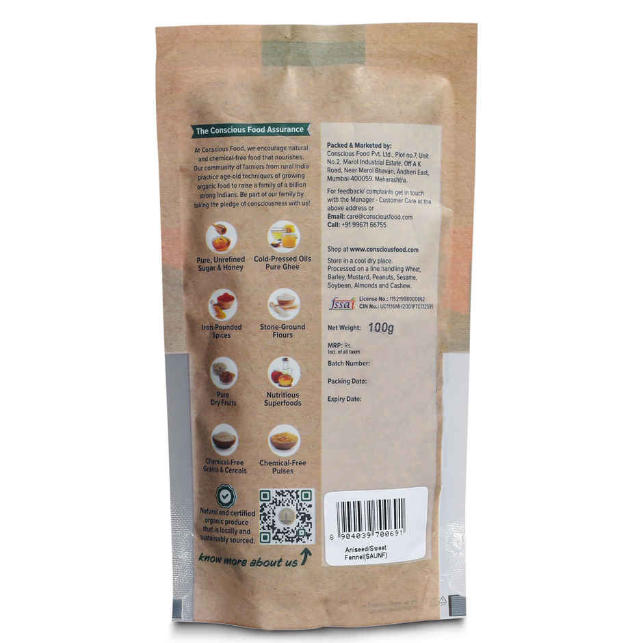 Conscious Food Organic Saunf Seeds