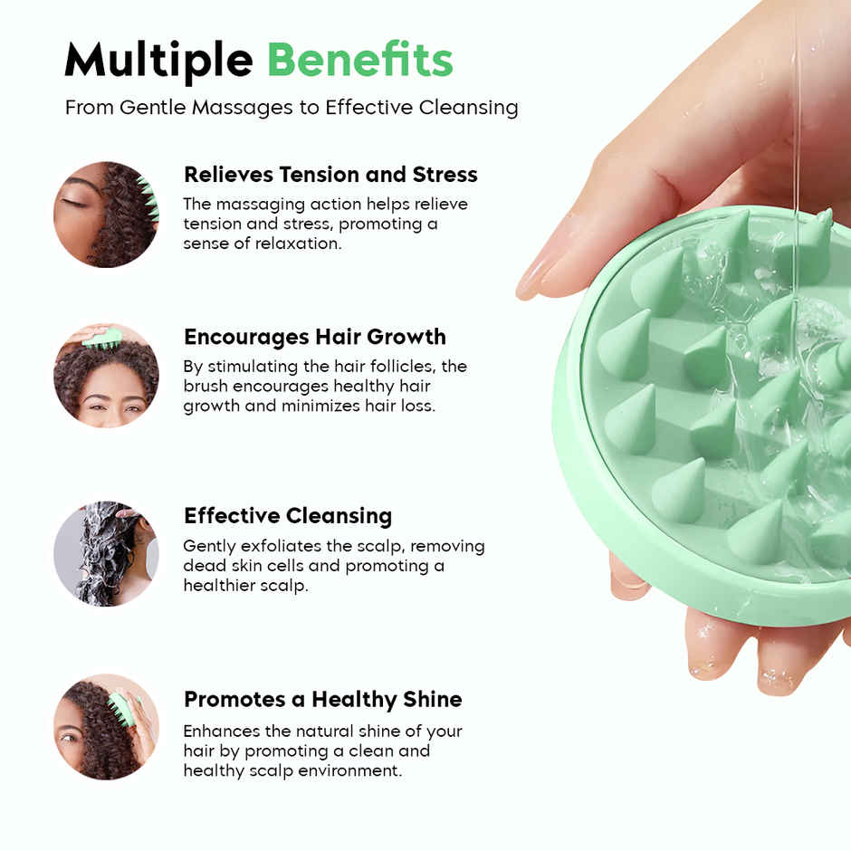 Gleva Hair Scalp Massager for Hair Growth & Dandruff Removal Head Massager For Women & Mens - Green