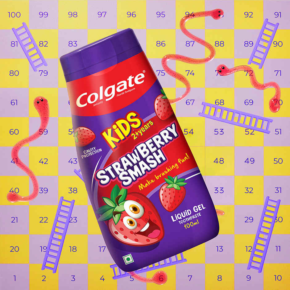 Colgate Kids Toothpaste, Fun Squeezy Bottle, Strawberry Flavor, Safe, Paraben-Free, Age 2-6yr