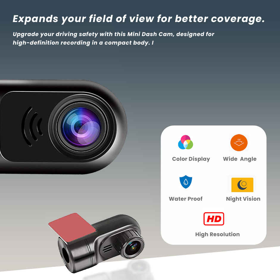 Potauto Front Dash Cam With 720/30 Fps Wide View Angle For Car | Micro Sd Recording | Without App