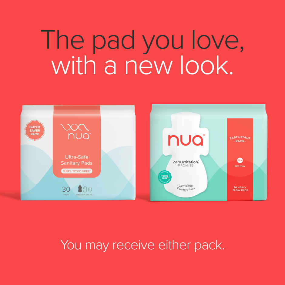 Nua Complete Comfort Sanitary Pads For Heavy Flow| 30 Xl+ (30pc) & Nua Panty Liners For Daily Use Regular - 160Mm (1pc) Combo