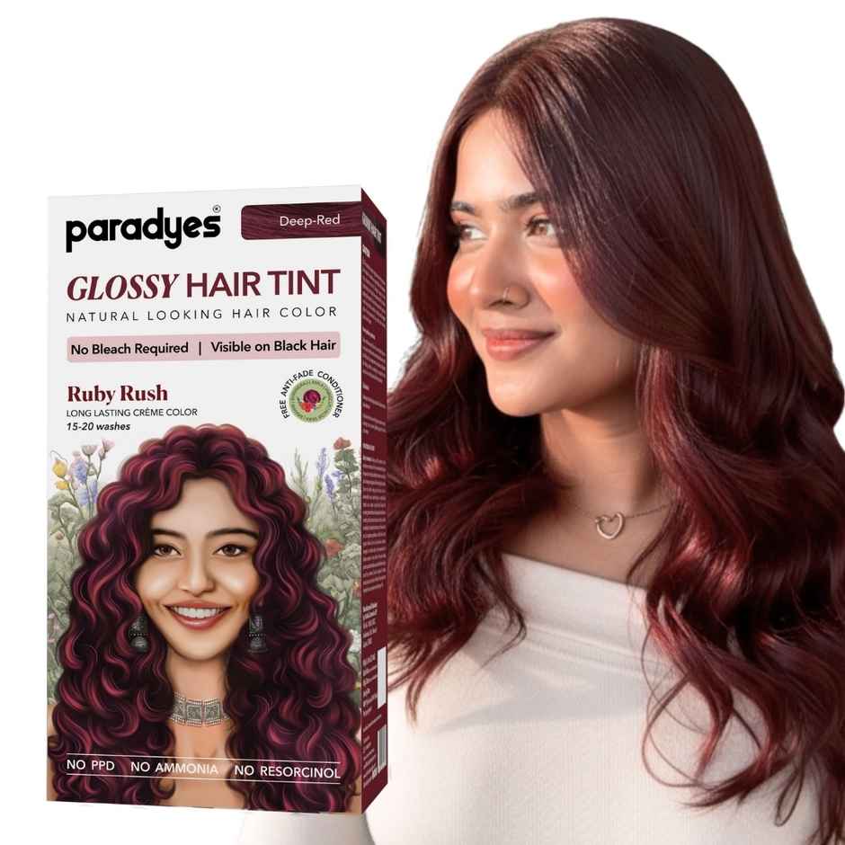 Paradyes No Bleach Ruby Rush Glossy Hair Tint, Ammonia|free Hair Color for Natural Black Hair