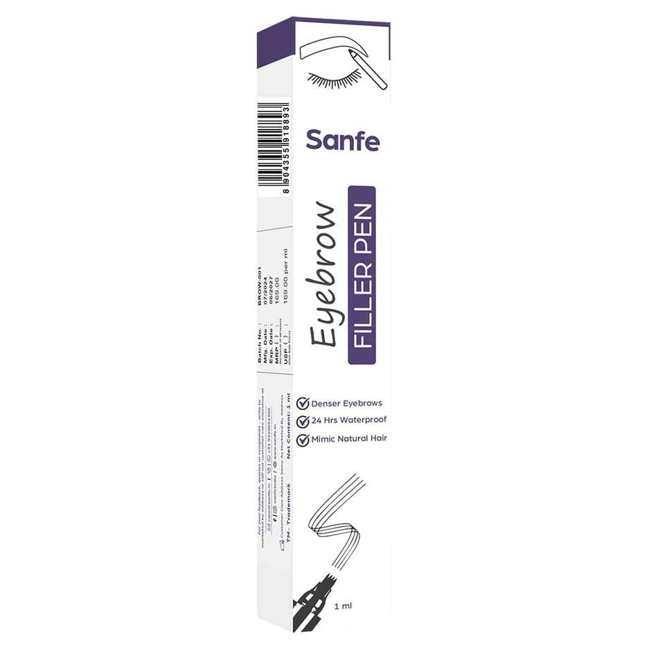 Sanfe Eyebrow Filler Pen Enhancer | Waterproof | Long | Lasting Finish For Denser Eyebrows | Black