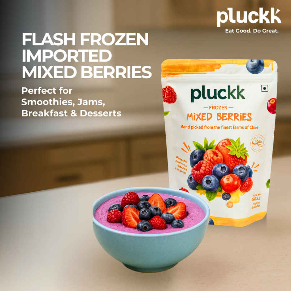 Pluckk Fresh Frozen Imported Blueberry Natural | Non Gmo | Rich In Antioxidants | Superfood Snack (200g) & Pluckk Fresh Frozen Imported Mixed Berries Natural | Non-Gmo | Rich In Antioxidants And Vitamin C (200g) Combo