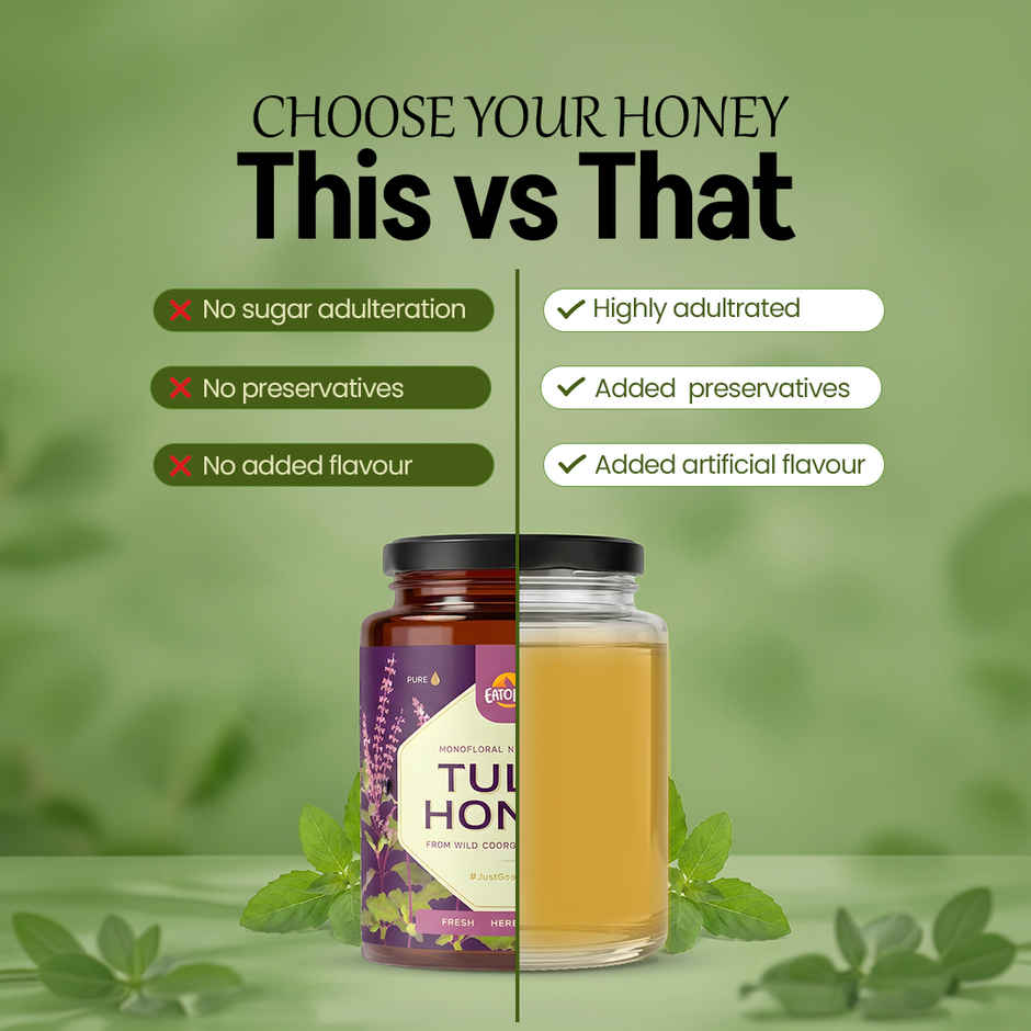 Eatopia Tulsi Honey | Immunity Booster | Pure Organic Natural Honey | No Added Sugar