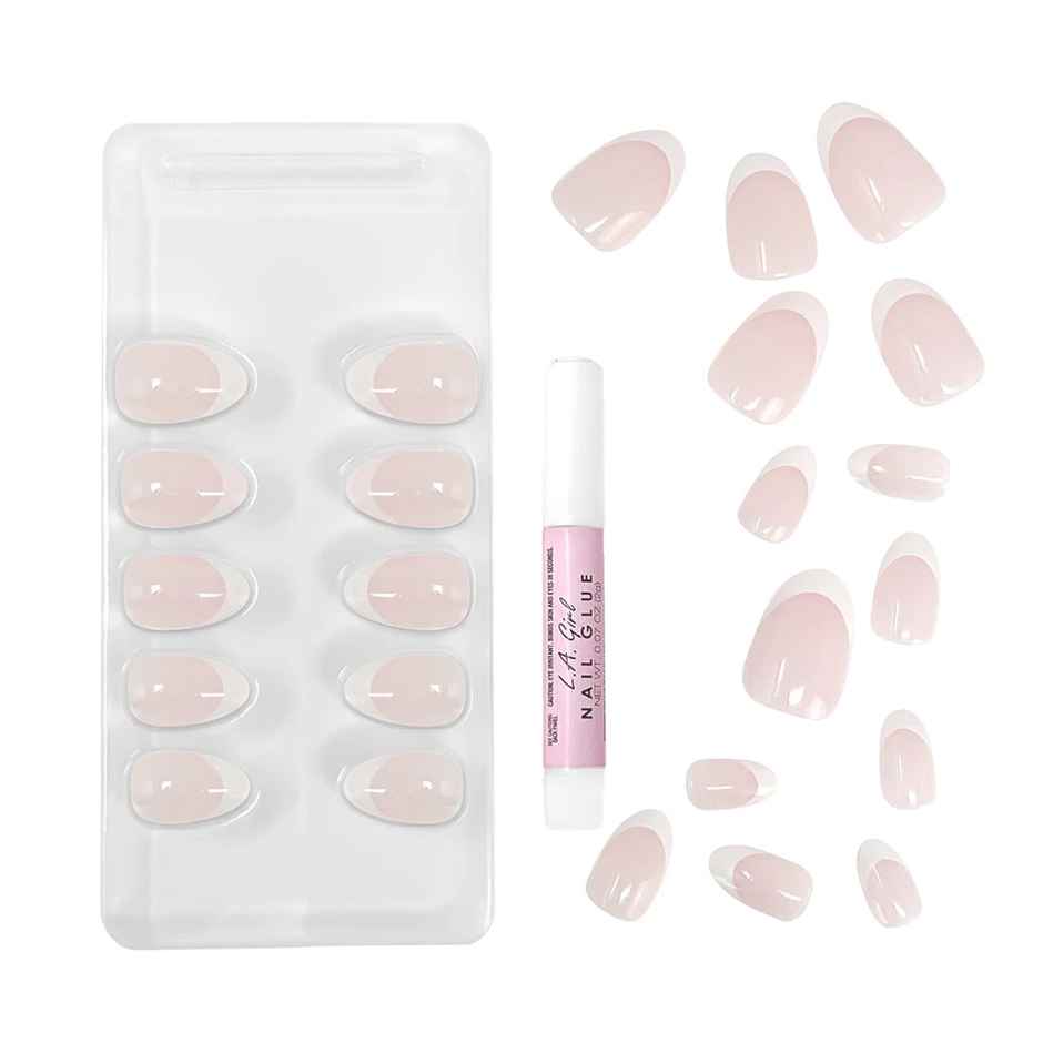 L.A.Girl Oh So Shiny Artificial Nail Tips-Modern French Tip | 25 Pcs Kit