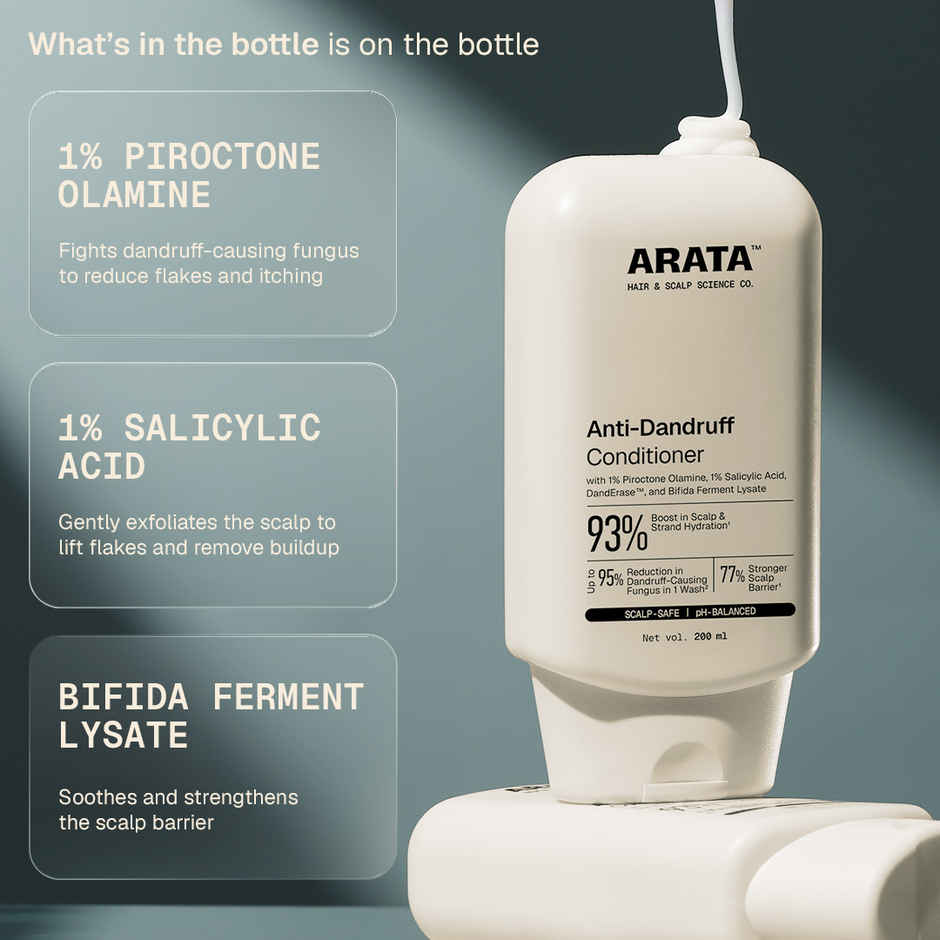 Arata Anti-Dandruff Conditioner with Piroctone Olamine & Salicylic Acid for Dandruff Reduction