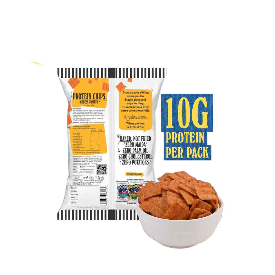 The Baker's Dozen Protein Chips Cheesy Tomato Multigrain | 10g Protein | Baked | Healthy Snacks