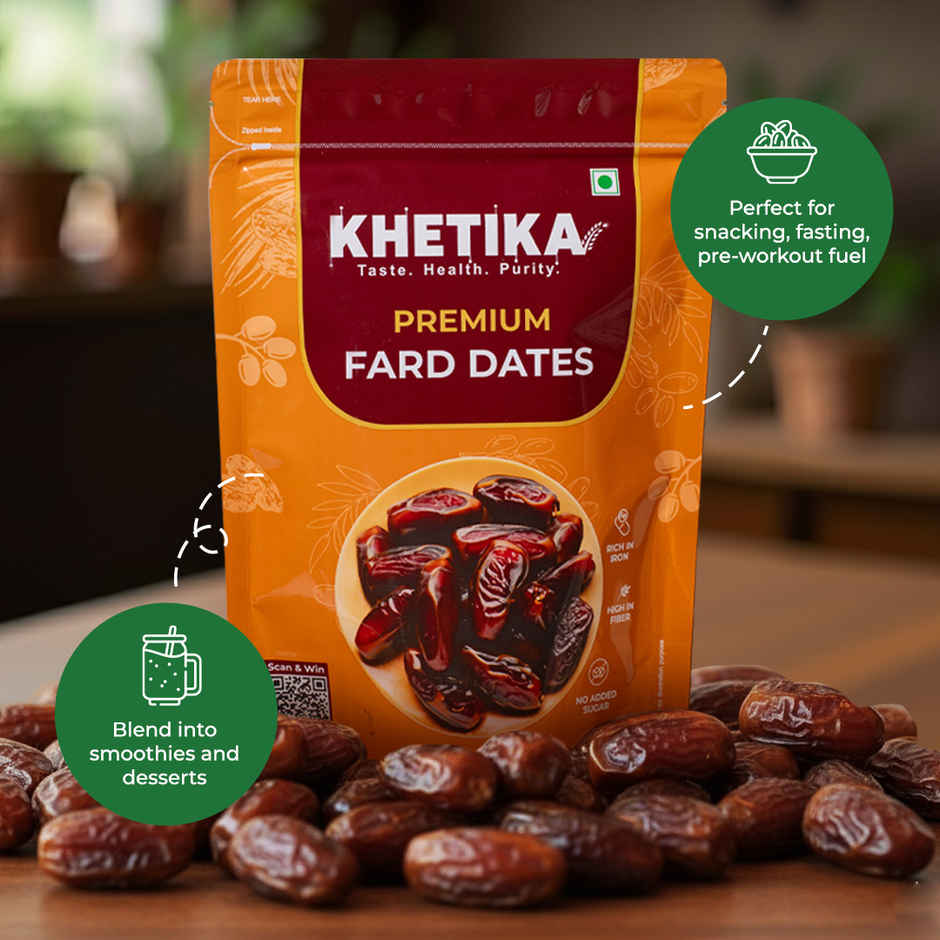 Khetika Premium Fard Dates | Khajoor, Khajur | Rich in Fibre | No Added Sugar