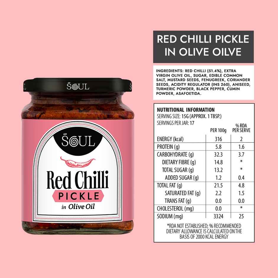 Adf Soul Red Chilli Pickle In Olive Oil