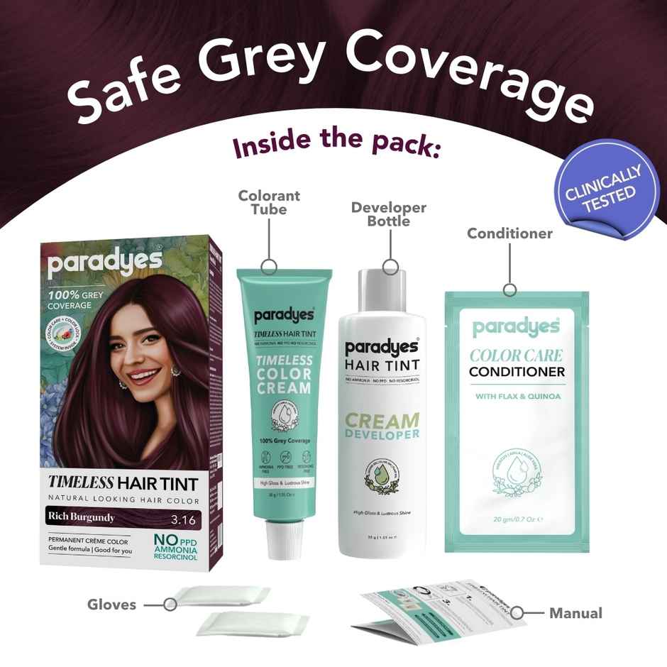 Paradyes Mini Rich Burgundy Timeless Hair Tint for Complete Grey Coverage