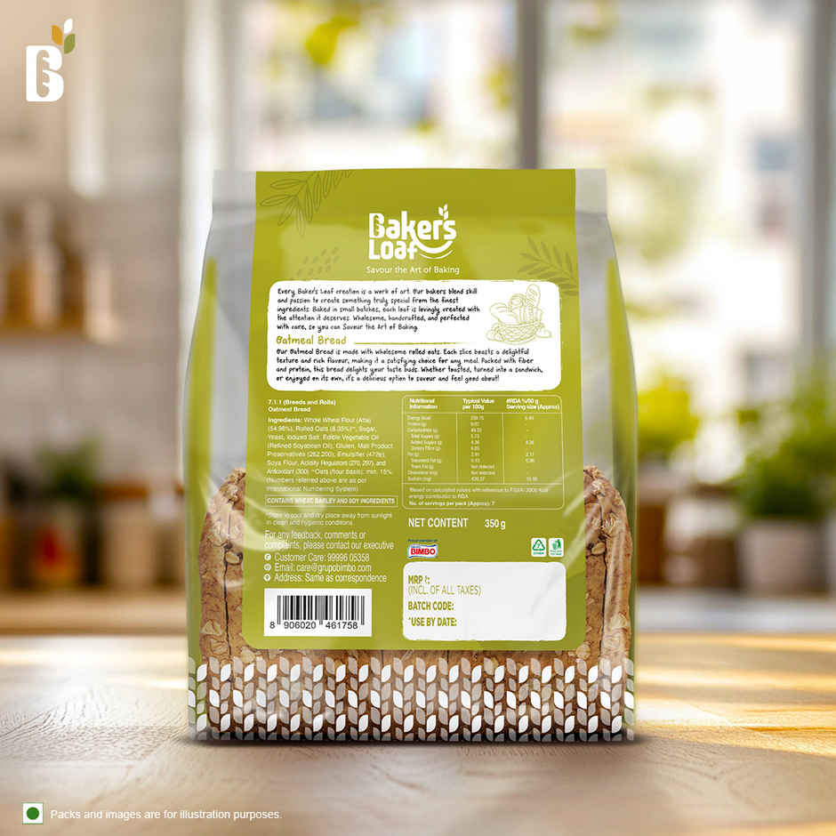 Baker's Loaf Fiber Source Oat-Meal No Palm Oil Bread by Harvest Gold