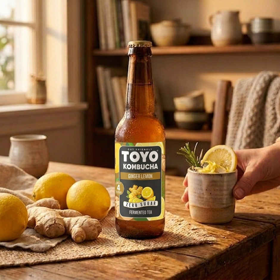 Toyo Kombucha Zero Sugar Ginger Lemon | Non-Alcoholic Kombucha