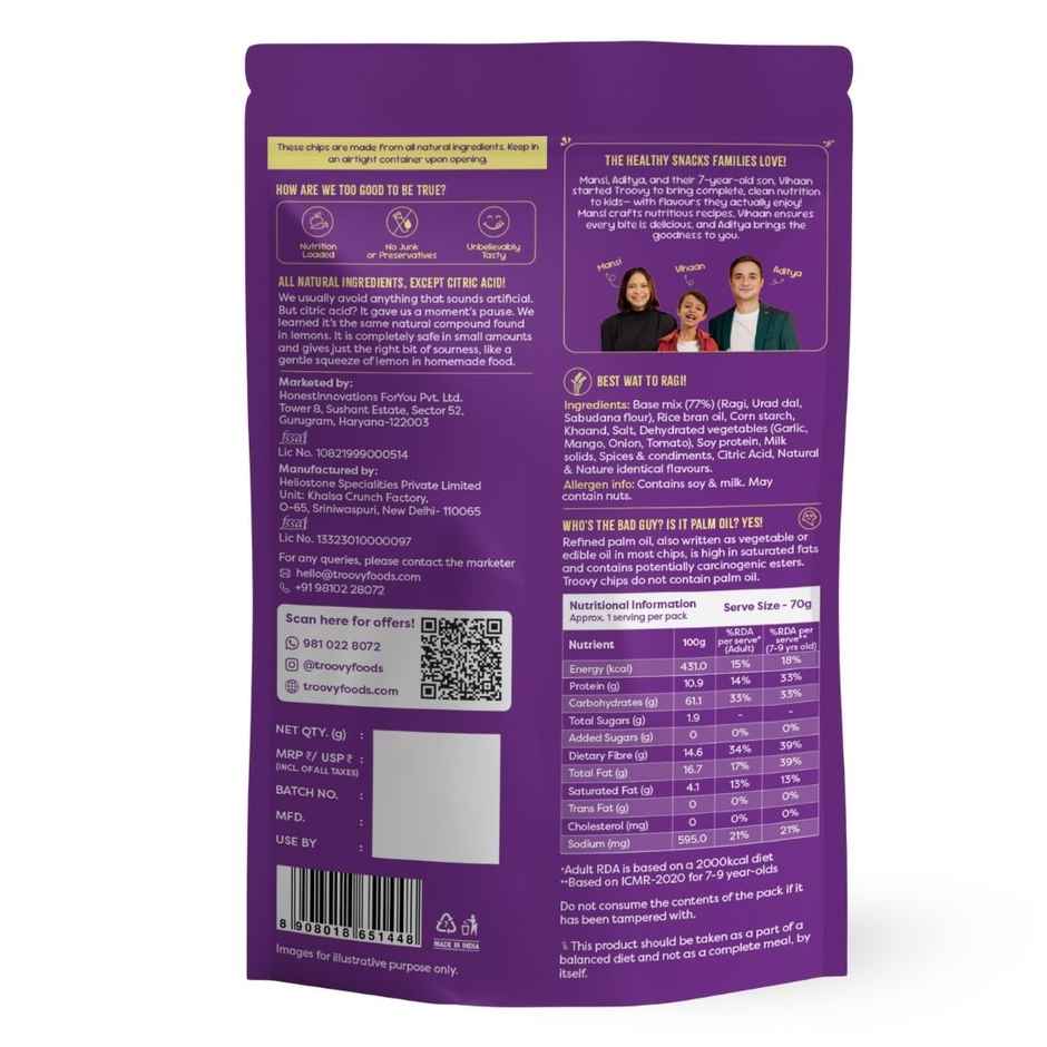 Troovy Healthy High Protein Ragi Chips | No Palm Oil, No Chemicals