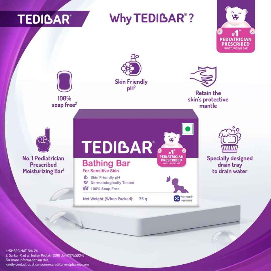 Tedibar Baby Bathing Bar, pH 5.5