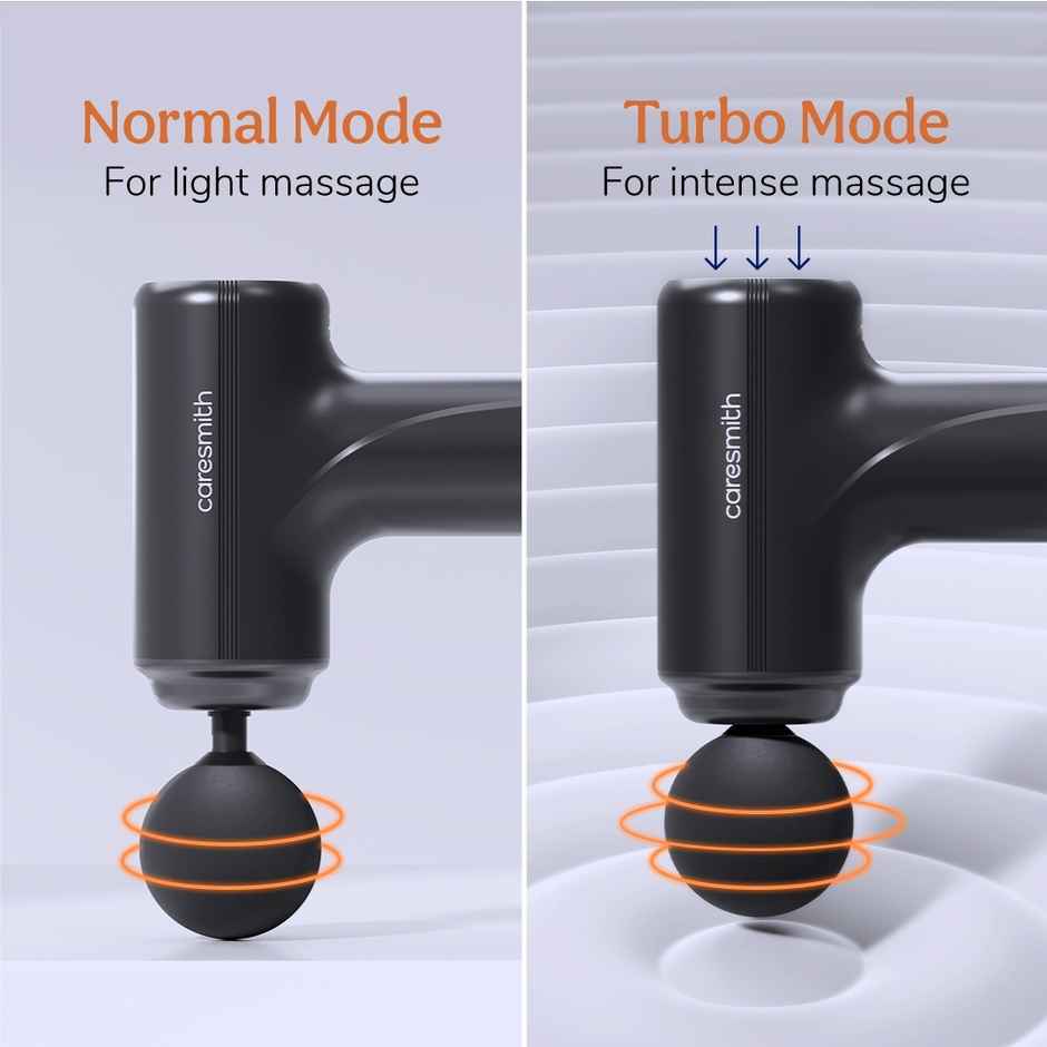 Caresmith Charge Go Massage Gun | Body Massager | 4 Heads | Full Body Pain Relief | 6 Speed Settings | Battery Powered Black