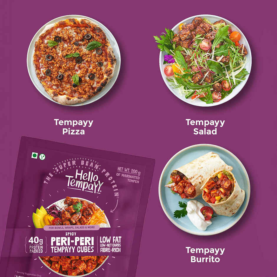 Hello Tempayy 40g Protein Peri Peri Tempeh Cubes |Low Fat & High Fibre