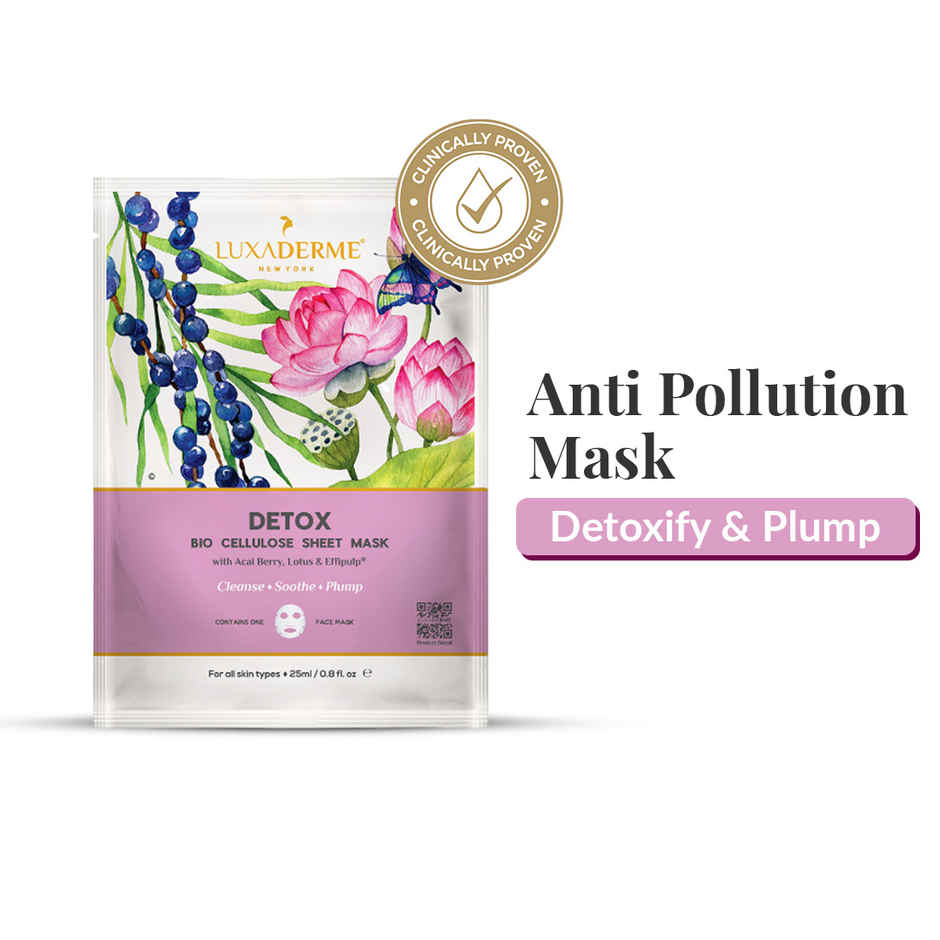 LuxaDerme Detox Bio-Cellulose Korean Face Sheet Mask