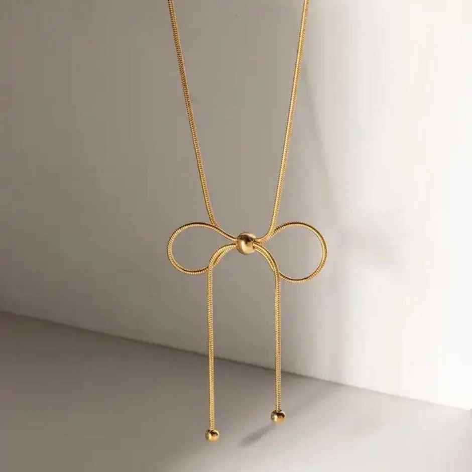 Estailo Fashion At The 11th Hour bow Neckpiece | N0000334 | Gold
