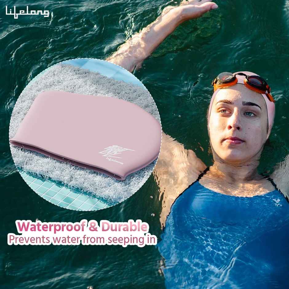 Lifelong Peach Swimming Cap for Women
