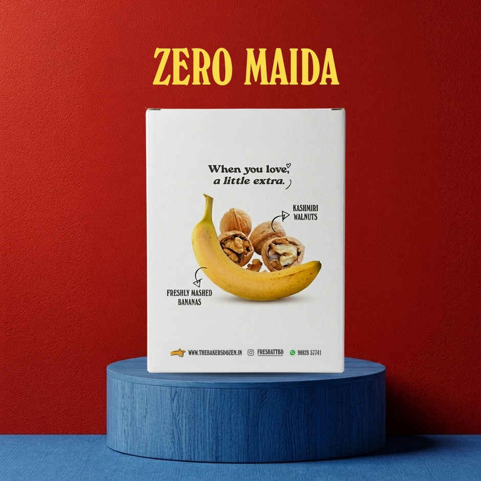 The Baker's Dozen Zero Maida Banana Walnut Cake | Banana Cake | Fruit Cake | Loaded with Walnuts