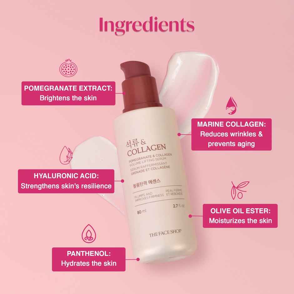 The Face Shop Pomegranate And Collagen Serum, With Hyaluronic Acid, For Skin Firming