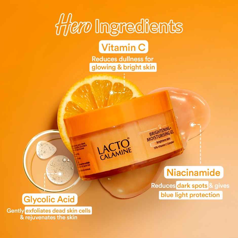 Lacto Calamine 15% Vitamin C Brightening Face Moisturizer with Niacinamide & Glycolic Acid