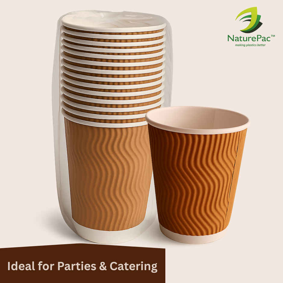 Ripple Paper Cups | Disposable Sturdy | 200 ml | 25 pcs | Naturepac