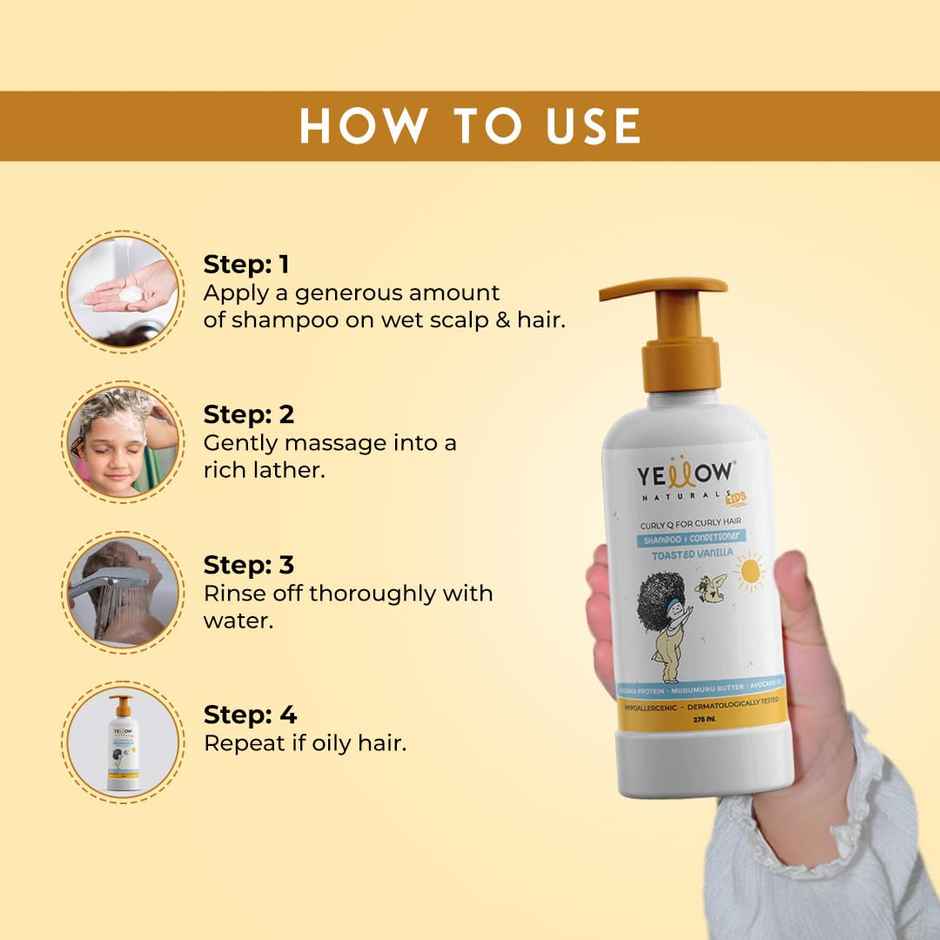 Yellow Naturals Curly Q Kids Shampoo & Conditioner For Curly And Fizzy Hair | 4-12 Years