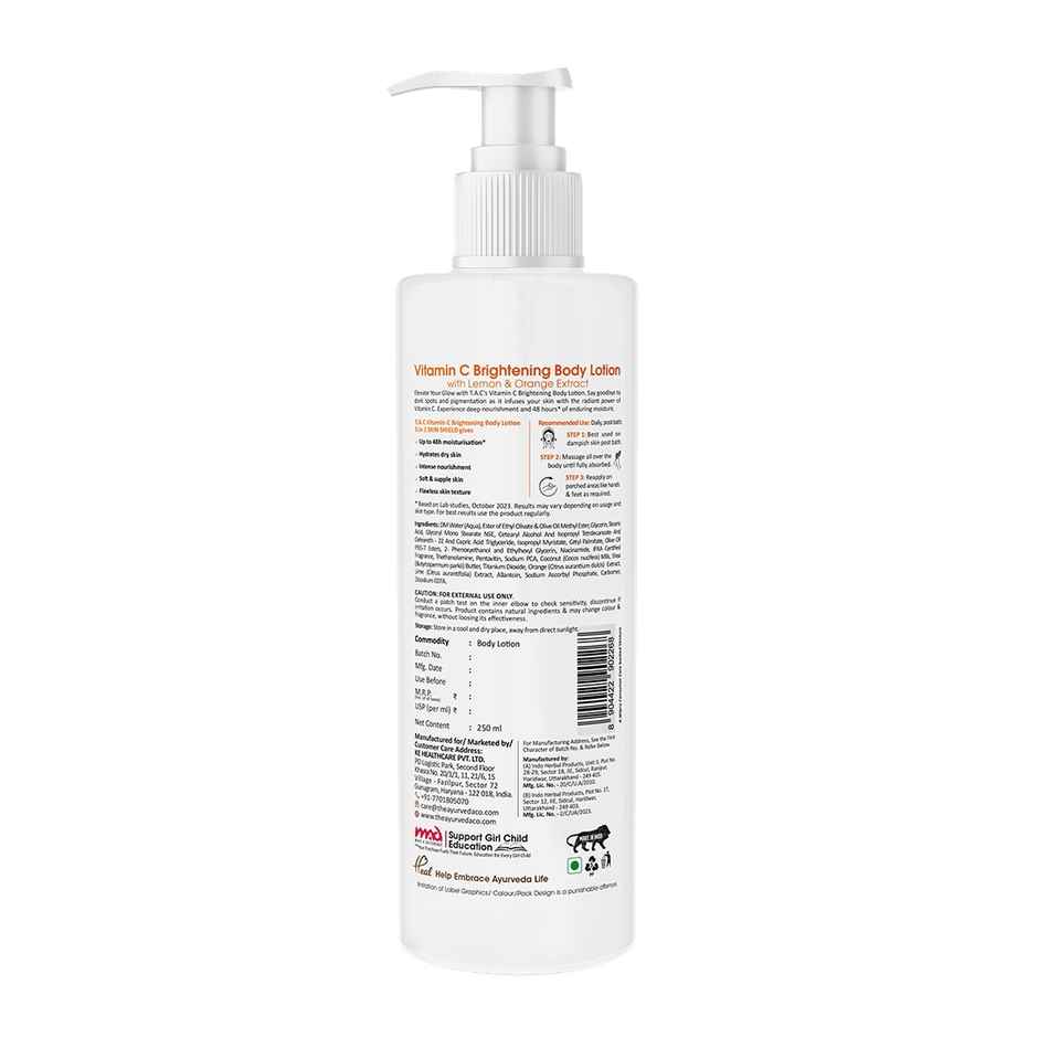 Tac Vitamin C Body Lotion 48Hr Moisturizing - Lime Extracts & Coconut Milk - Nourishes Skin
