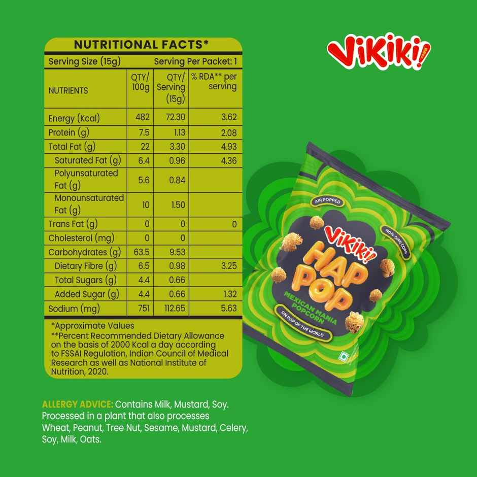 Vikiki Snak HapPop Ready to Eat Popcorn | Mexican Mania