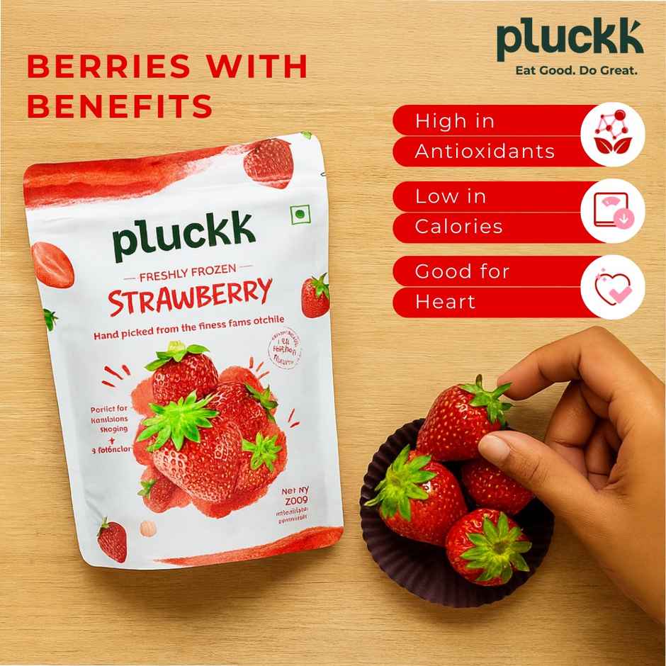 Pluckk Fresh Frozen Imported Strawberry Natural | Non Gmo | Rich In Vitamin C | Healthy Snack