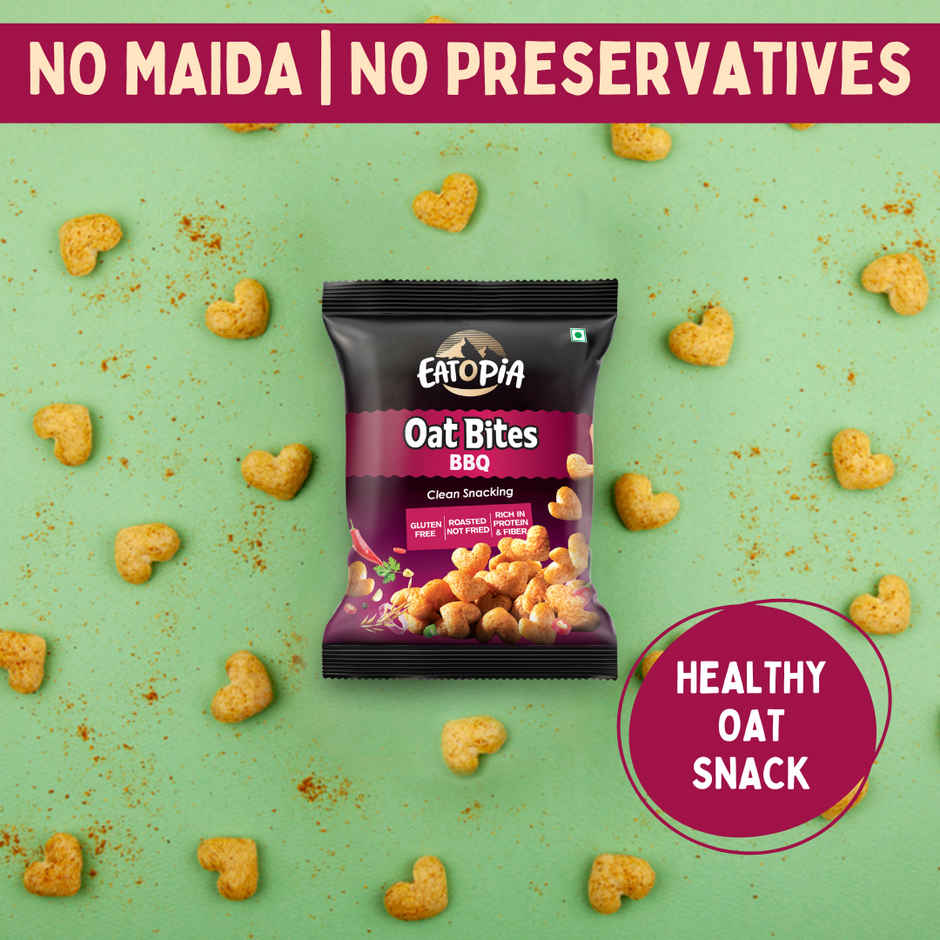 Eatopia Healthy Oat Bites BBQ | Not Fried Puff Snacks | No Palm Oil