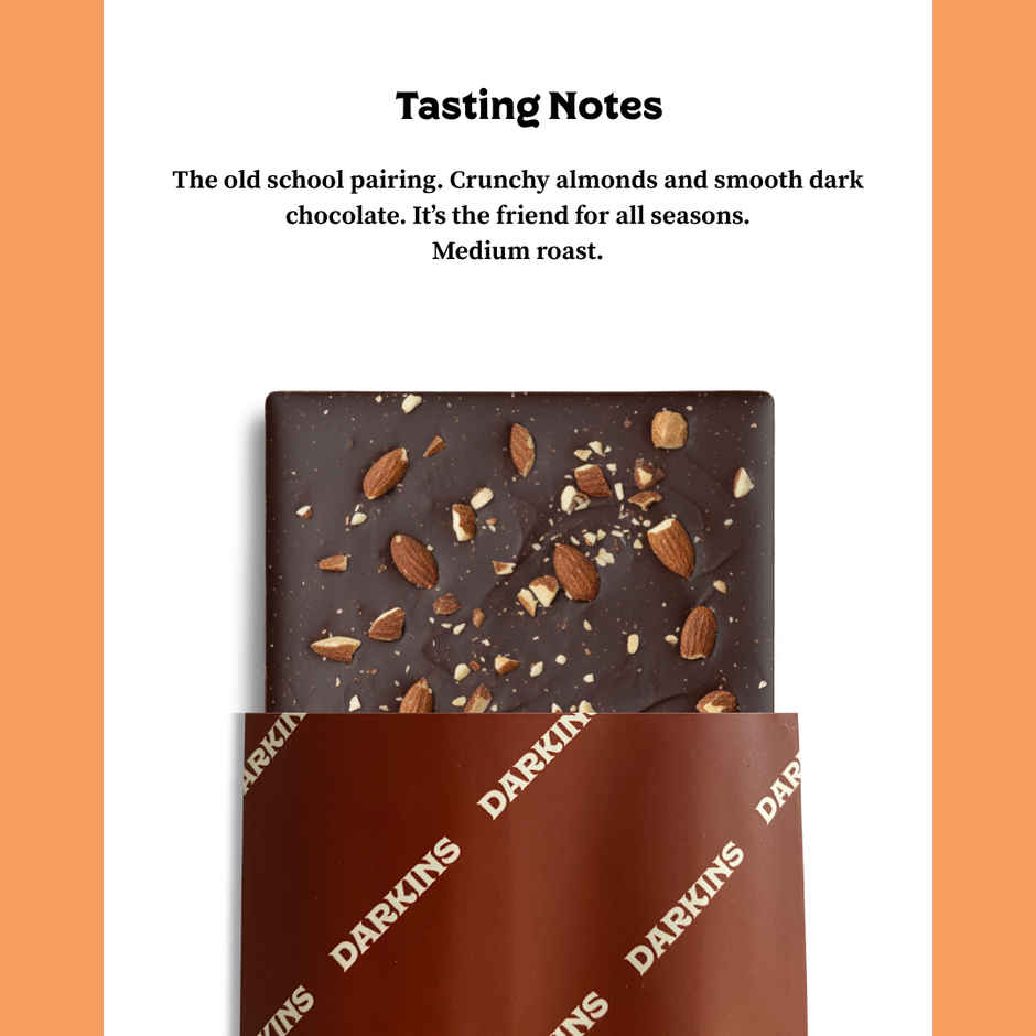 Darkins Indian Artisanal 70% Dark Roasted Almonds Chocolate