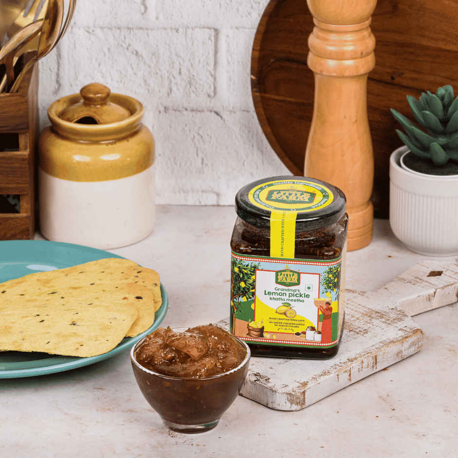The Little Farm Co. Lemon Khatta Meetha Pickle | Achaar | oil free