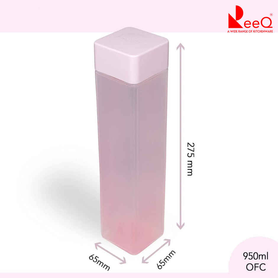ReeQ Slim Square Water Bottle | BPA-Free Plastic Leak-Proof & Fridge Friendly | 1000 ml
