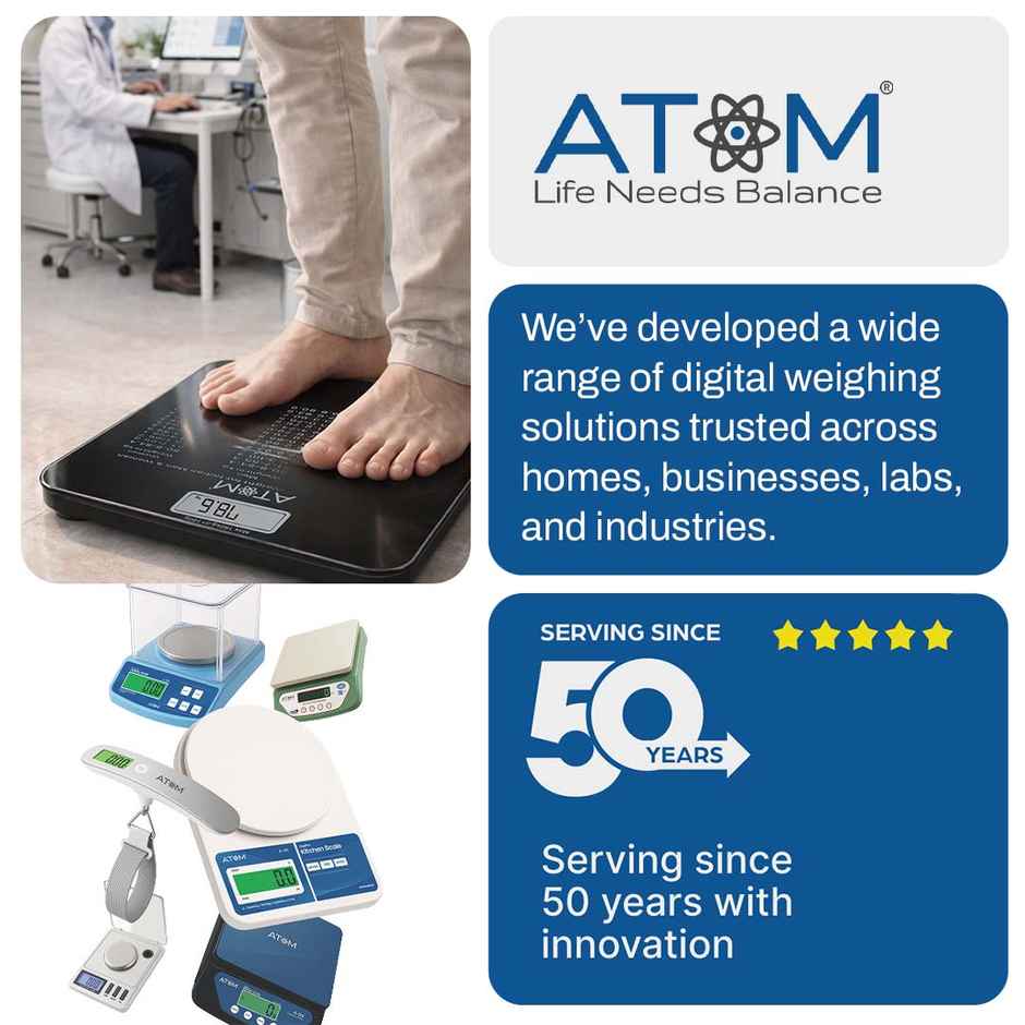 Atom AL 451 Digital Bathroom Weighing Scale | 180 kg Capacity | 100 g Precision | LCD Display