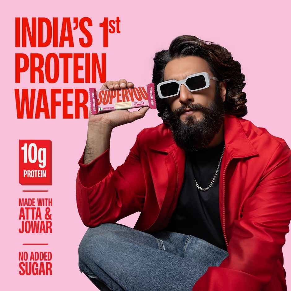 SuperYou 10g Protein Wafer Bar - Strawberry Creme (Made with Atta & Jowar. No Added Sugar.)