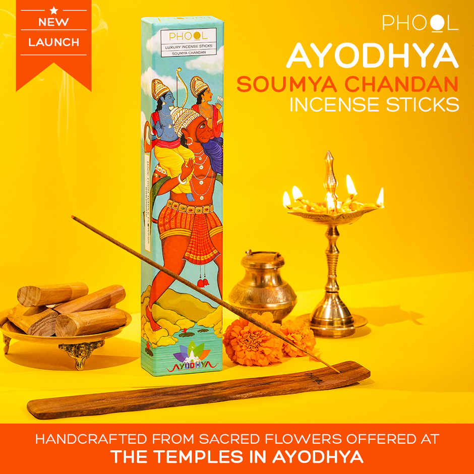 Phool Ayodhya Soumya Chandan Agarbatti 100% Natural Certified Incense Sticks