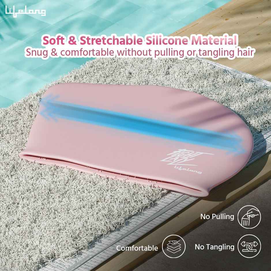 Lifelong Peach Swimming Cap for Women