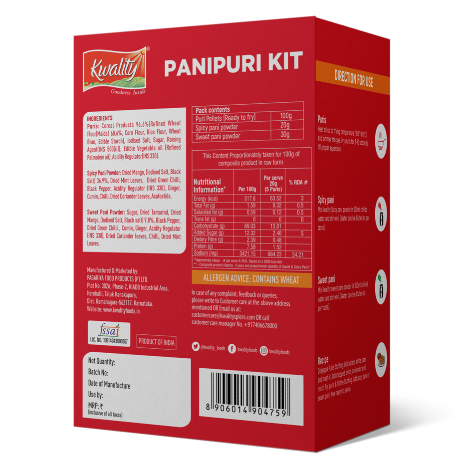 Kwality Pani Puri Kit - Box